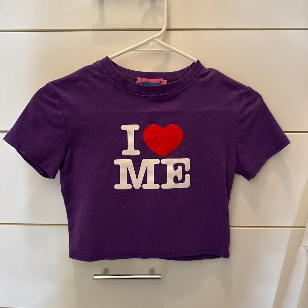 Edikted Purple Tee with Red Heart